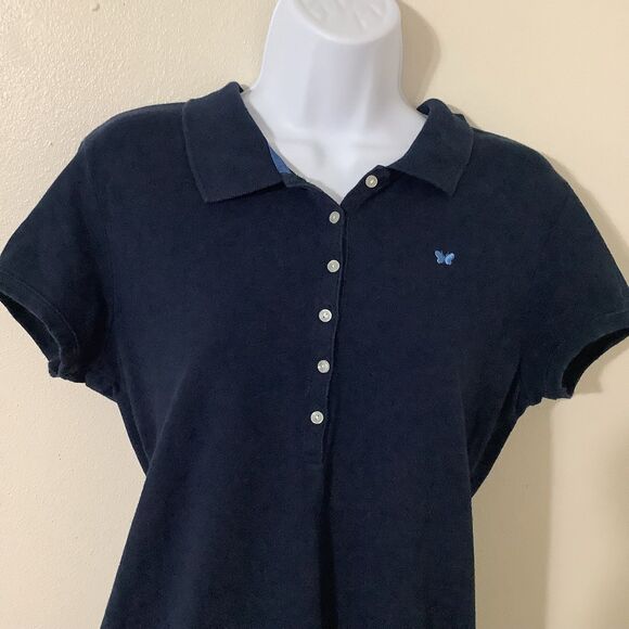 Vintage Y2K Aéropostale Navy Preppy Academic Butterfly Embroidered Polo Shirt XL - Picture 2 of 8